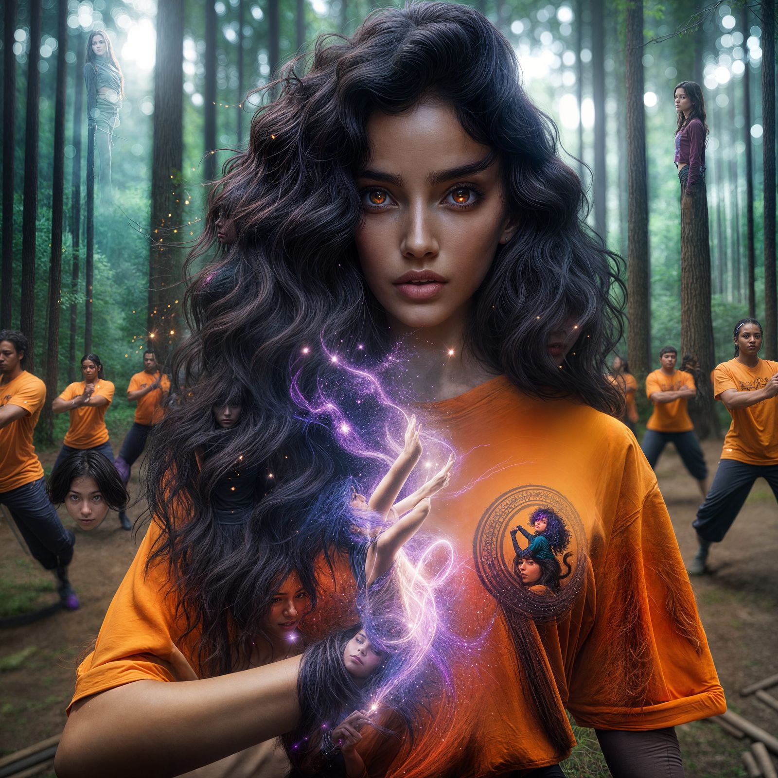 South Asian Warrior Unleashes Magical Energy in Forest Train...