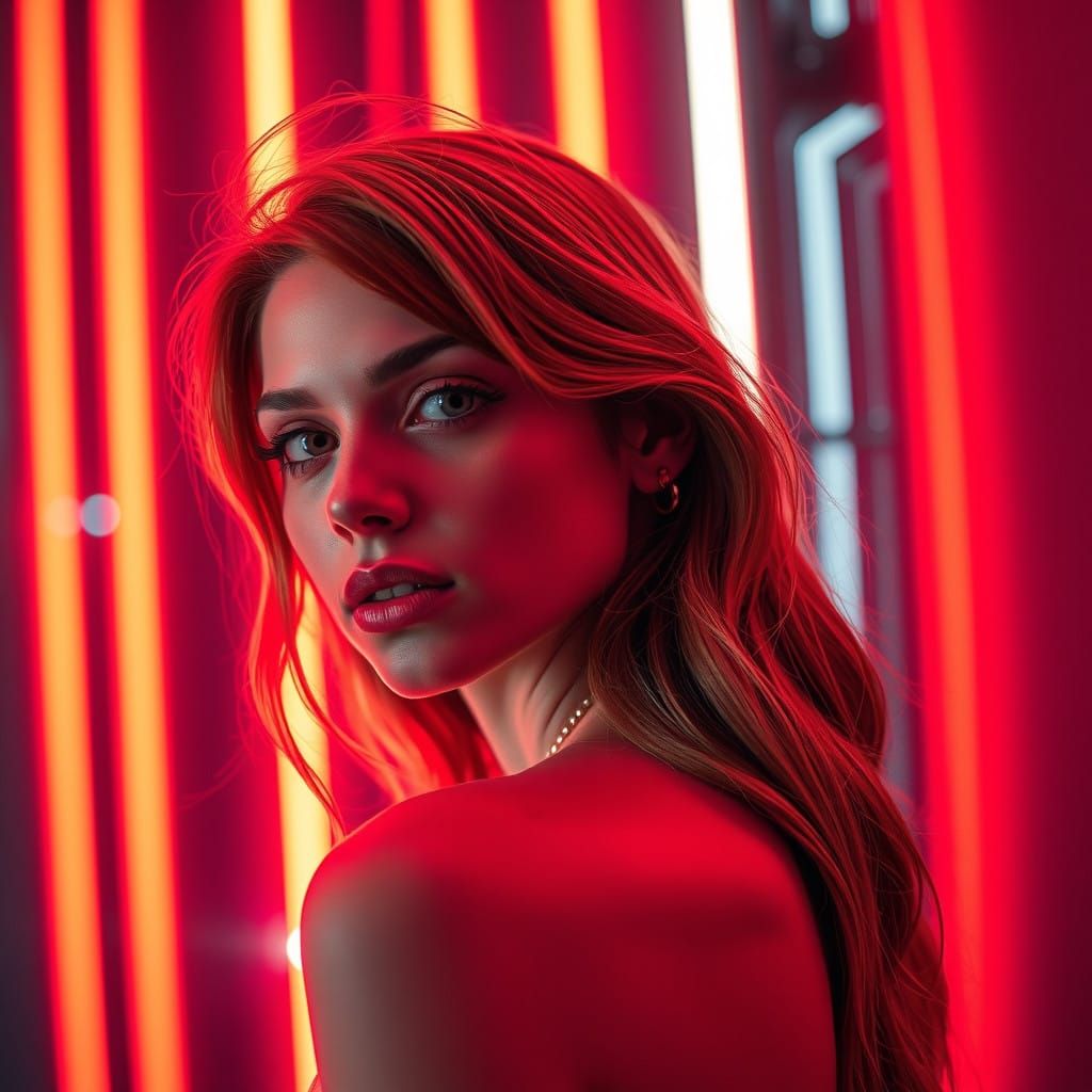 Glowing Portrait in Neon Haze