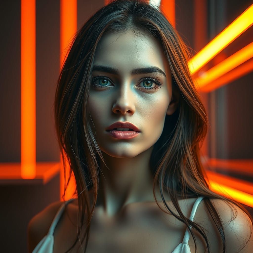 Glowing Portrait in Neon Haze
