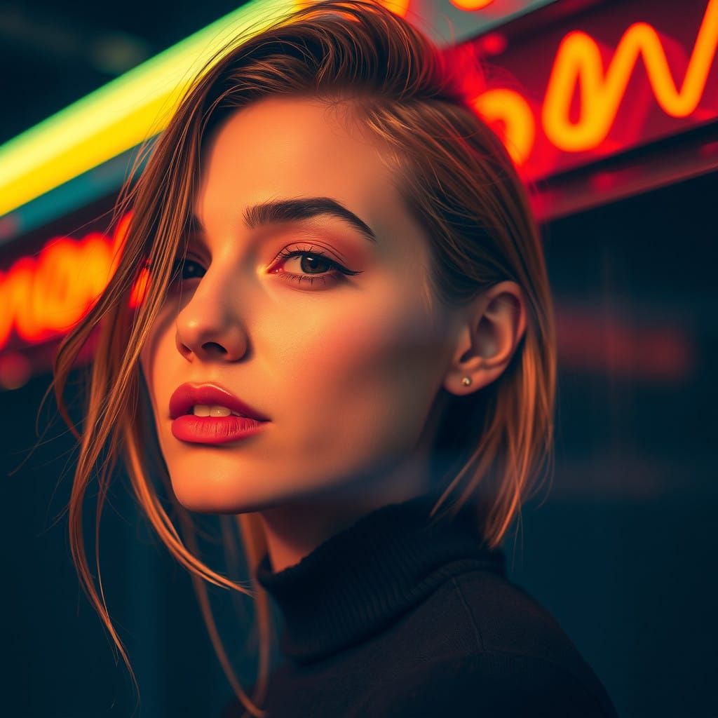 A Cinematic Close-Up Portrait of a Beautiful Woman