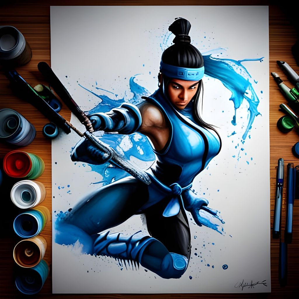 Kitana from Mortal Kombat as Graffiti Art
