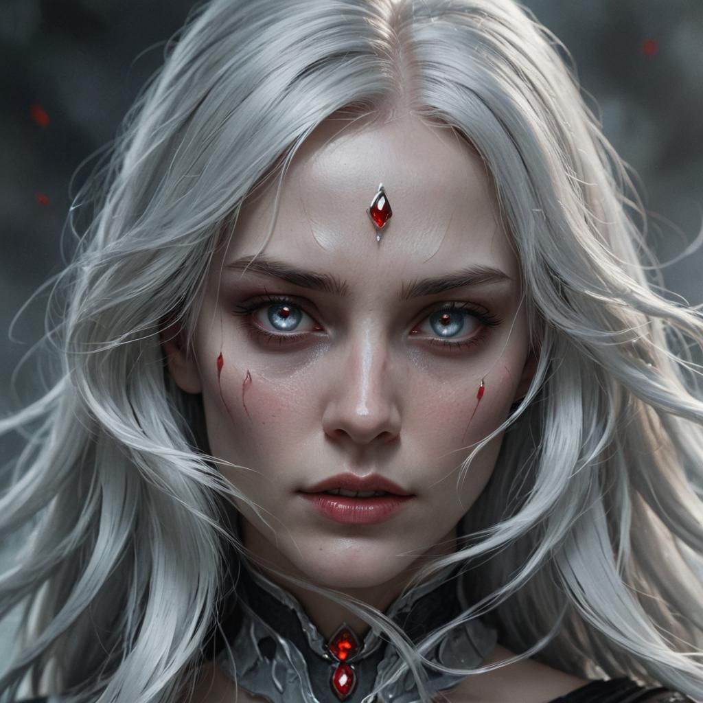 Dark Fantasy Female Figure in Cyberpunk Digital Art