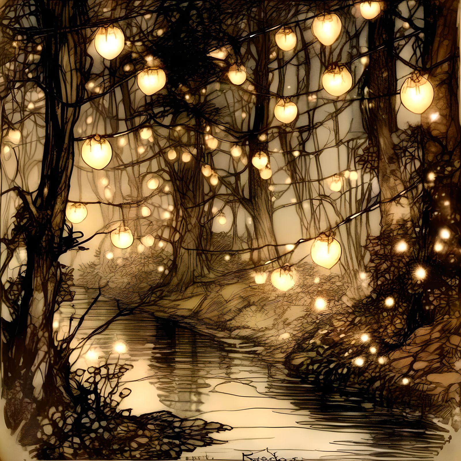 Enchanted Fairy Forest with Fairy Lights