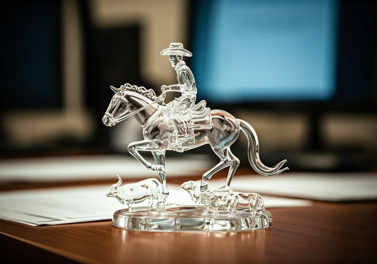 Glass Cowboy Sculpture in Motion
