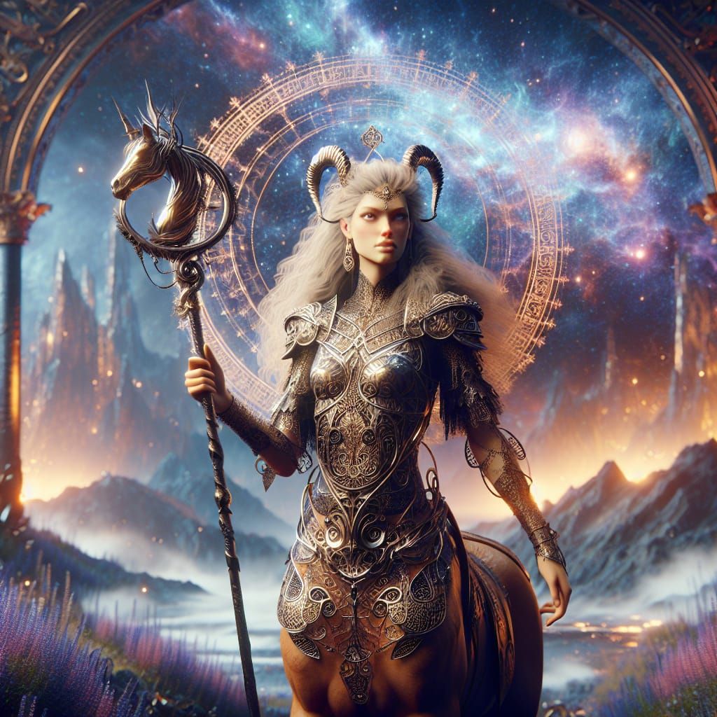 Fantasy Centaur Warrior in Magical Landscape