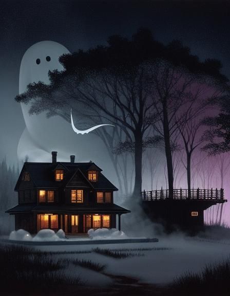 Nostalgic Ghostly Night Illustration