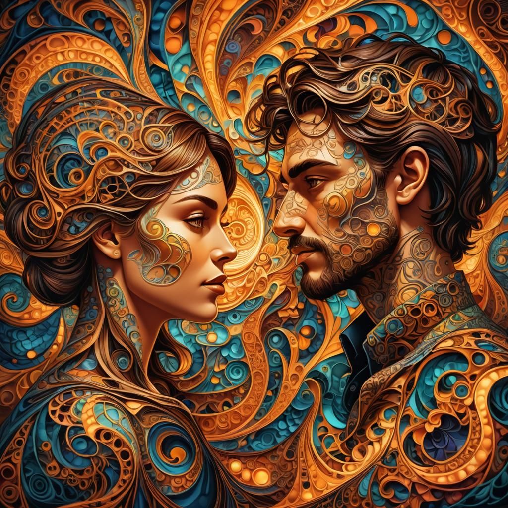 Romantic Fractal: Couple in Abstract Expressionism