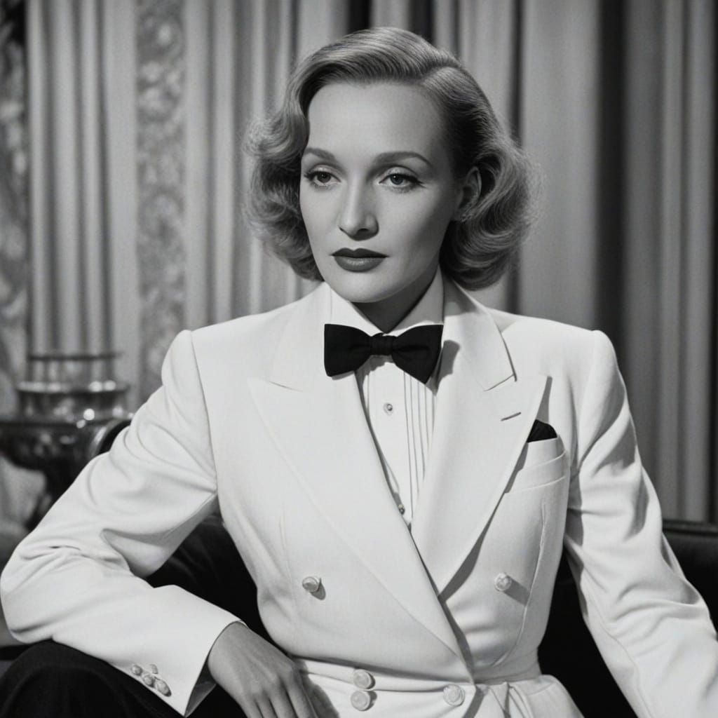 Hollywood Star Wears Tuxedo in Elegant Portrait