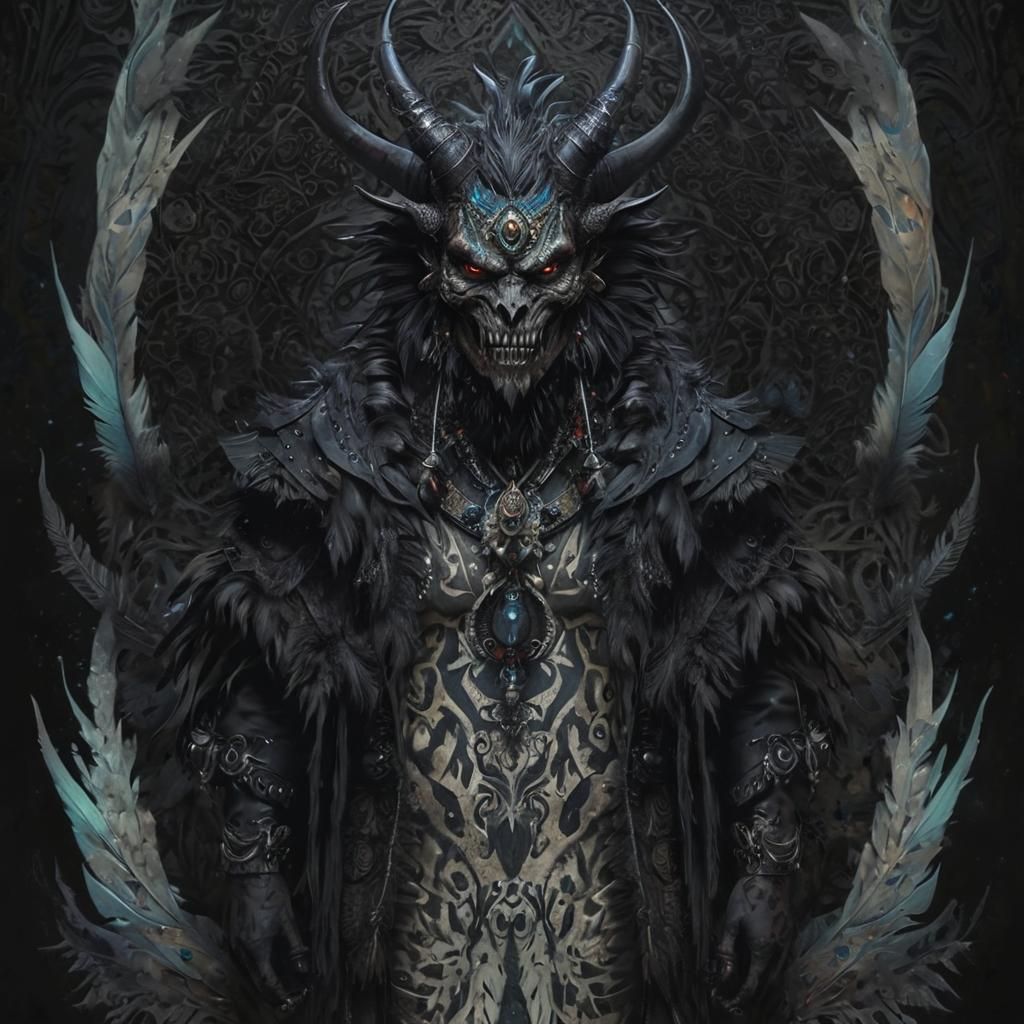 Gothic Monster with Tribal Tattoo Art Background