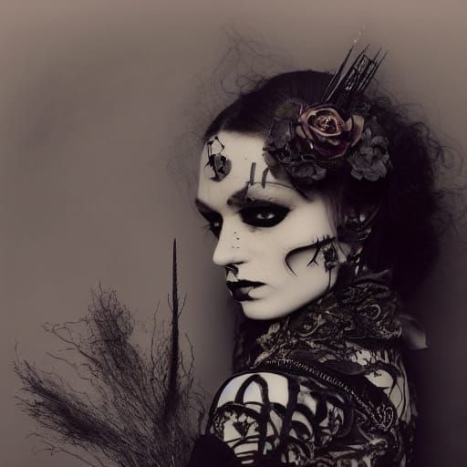 Ethereal Figure Enveloped by a Swarm of Insects in a Dimly L...