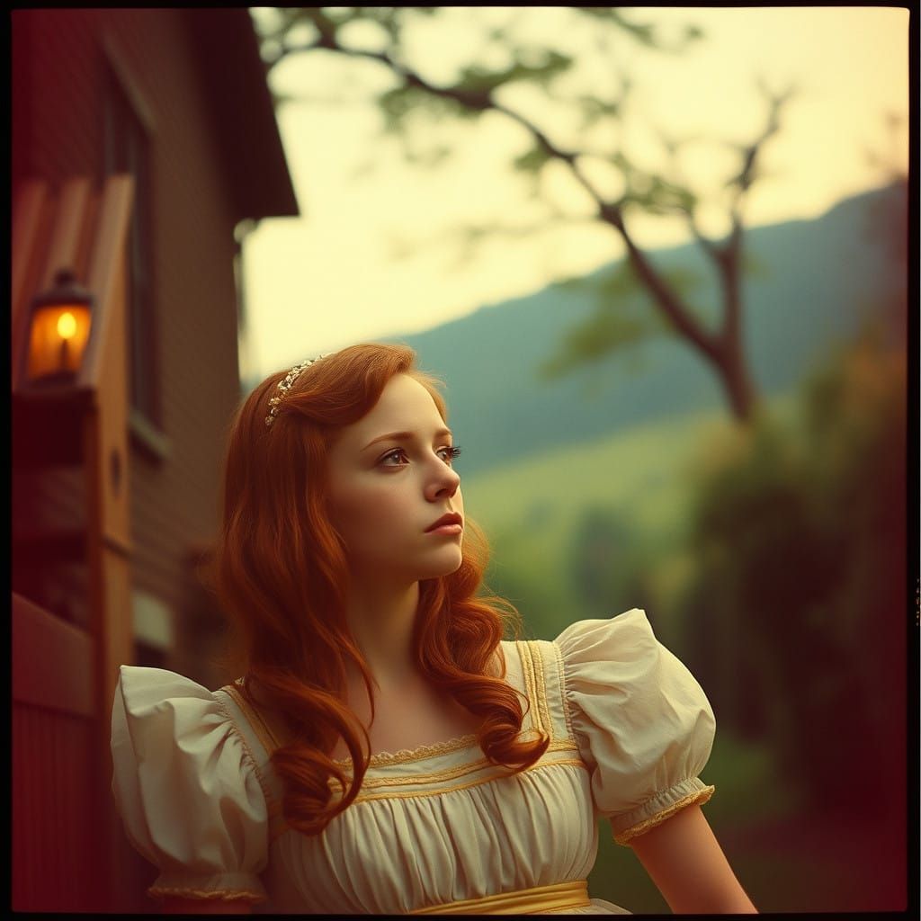 Ethereal Cinematic Portrayal of Anne of Green Gables in 35mm...