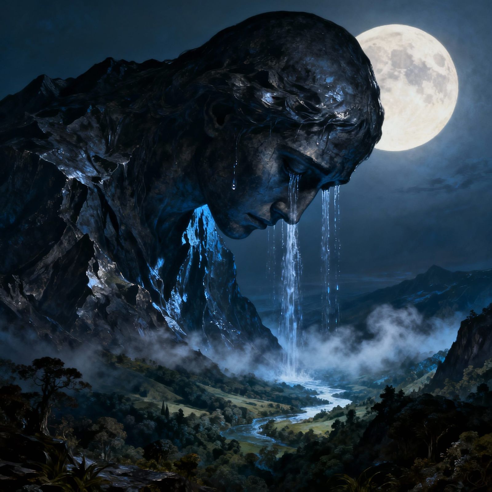 Colossal Mountain of Sorrow Under Full Moon