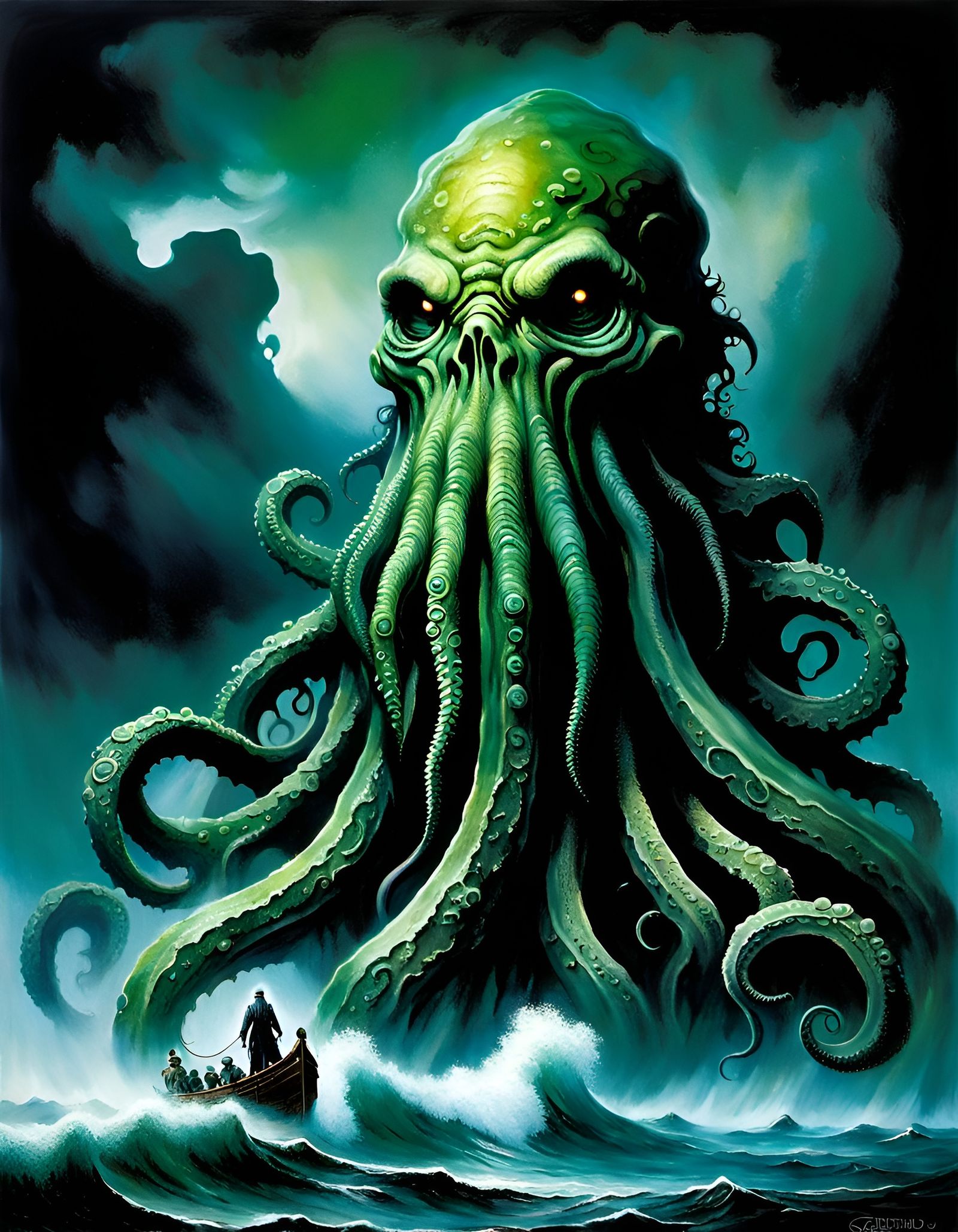 Cthulhu Rises from the Deep: Airbrush Painting
