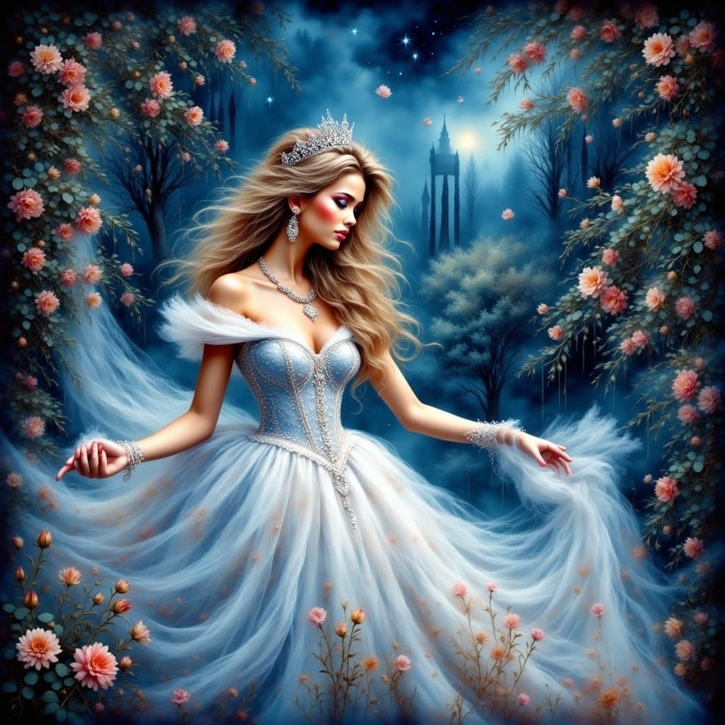 Cinderella's Wish in Antique Watercolor Style