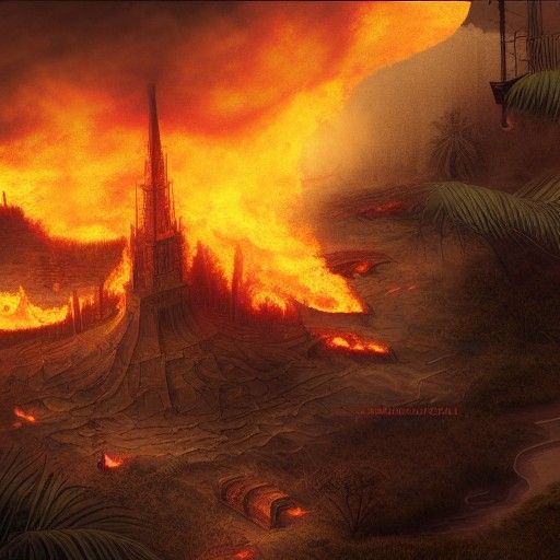 Detailed Matte Painting of Burning Alive