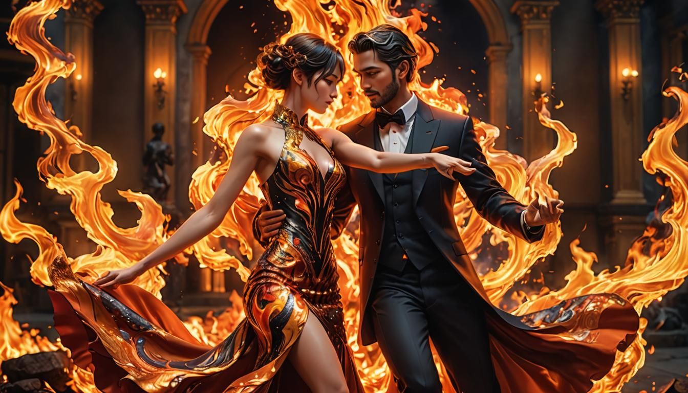 Flaming Tango: Hyper-Realistic 3D Anime Art