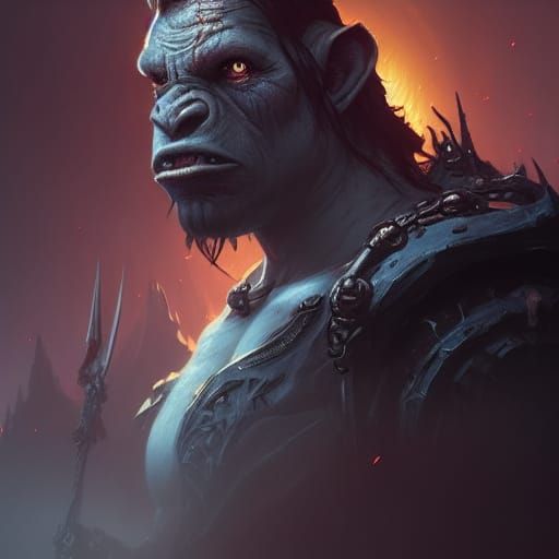 Detailed Orc in Dark Fantasy Style