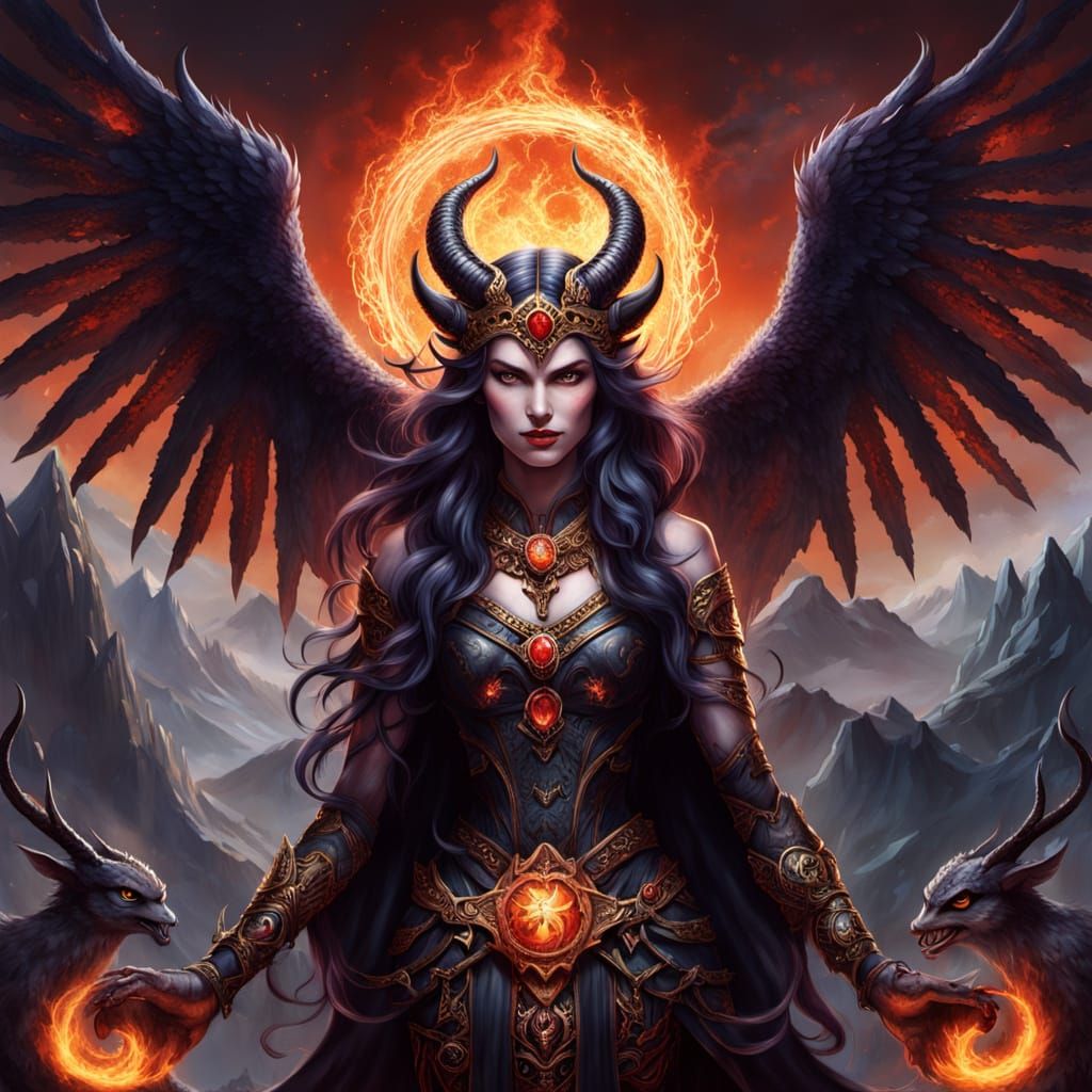 Ethereal Demoness Reigns Supreme in Nocturnal Landscape