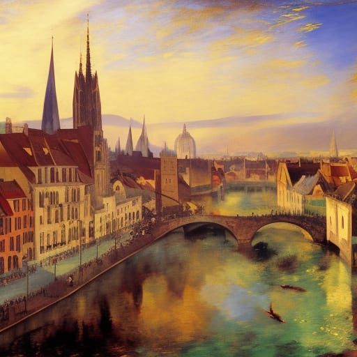Ulm Cityscape in Impressionist Style