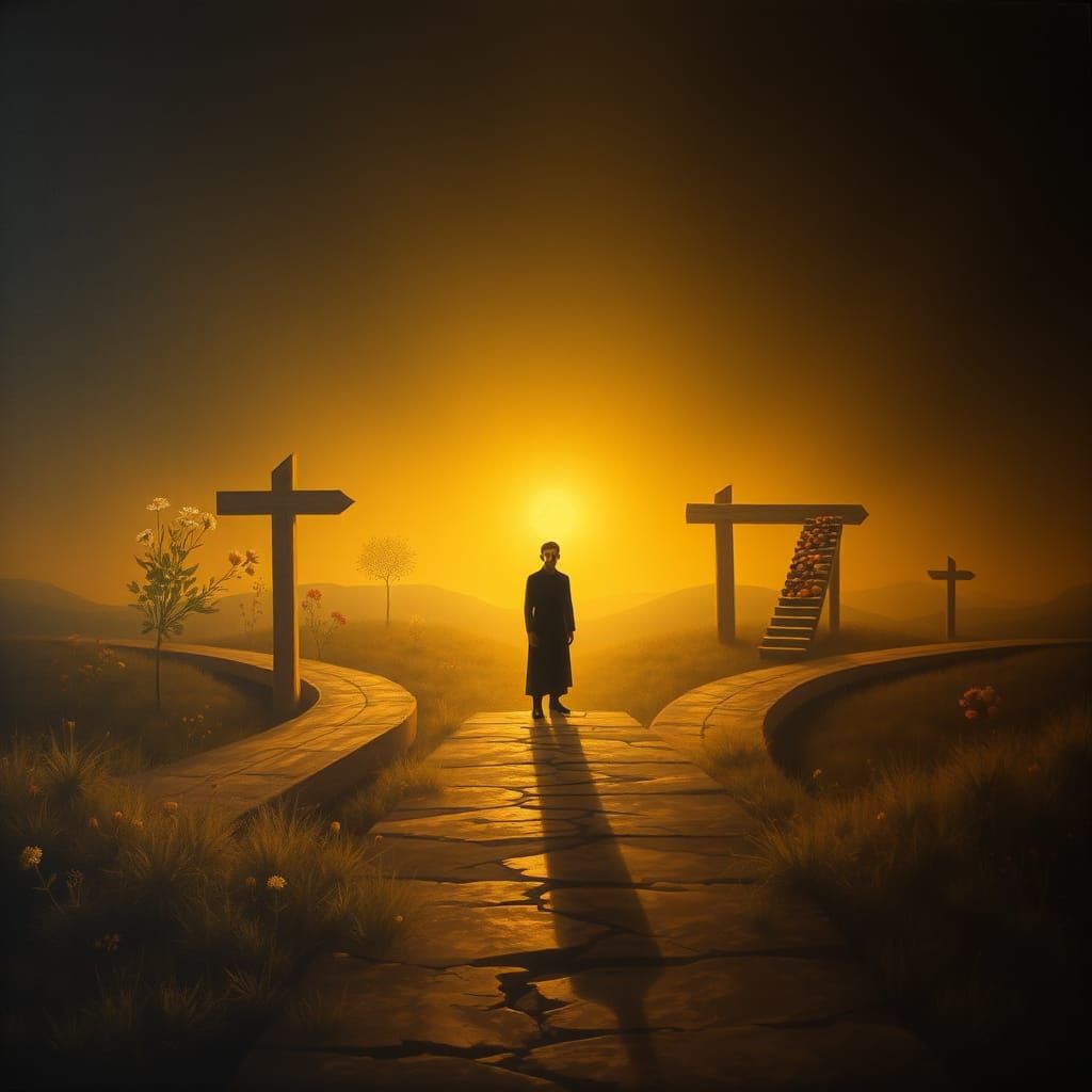 Crossroads of Choice: A Symbolic Landscape