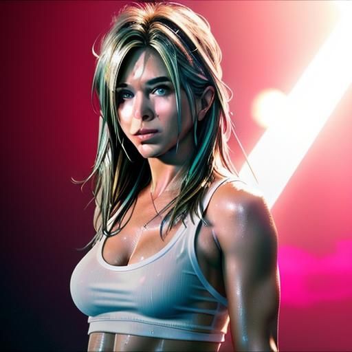 Hyperrealistic Image of Woman in Wet Tank Top