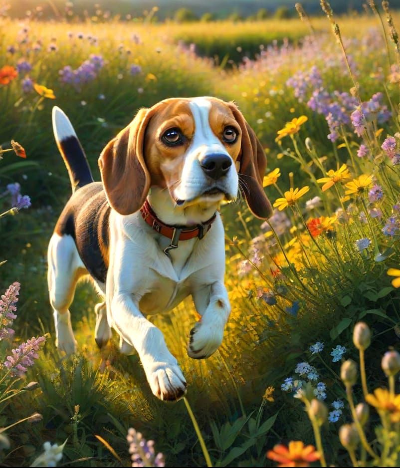 Beagle and Rabbit Chase at Dawn