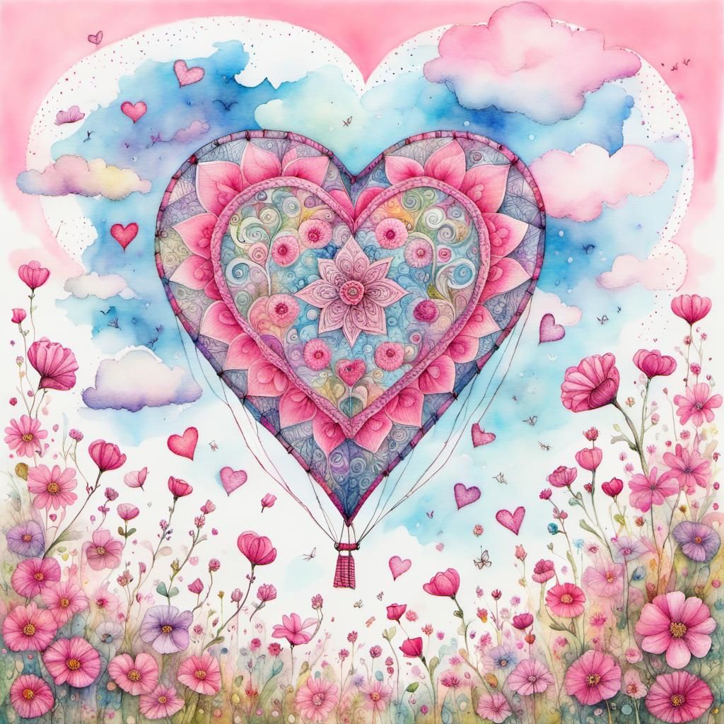 Pink Heart Kite