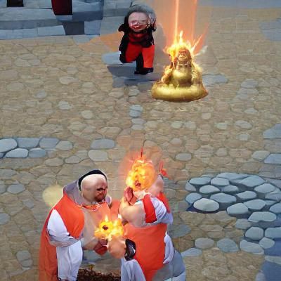 Evil Priests Summoning a Fire Demon
