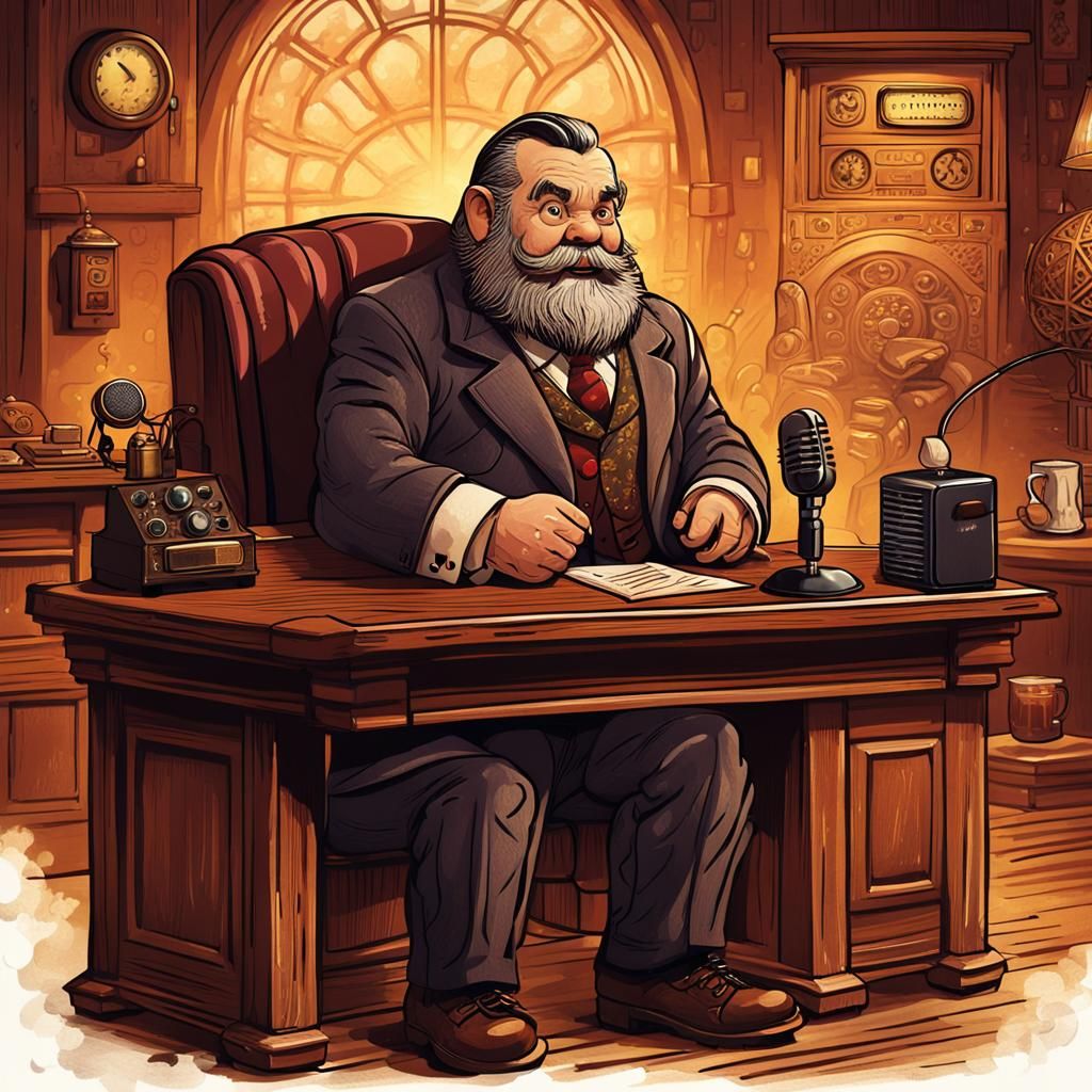 Fantasy Dwarf Radio Host in Rich Colors