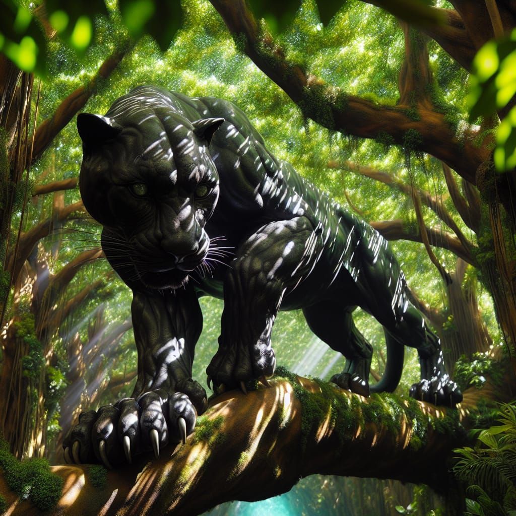 Mystical Panther Emerges from Foliage