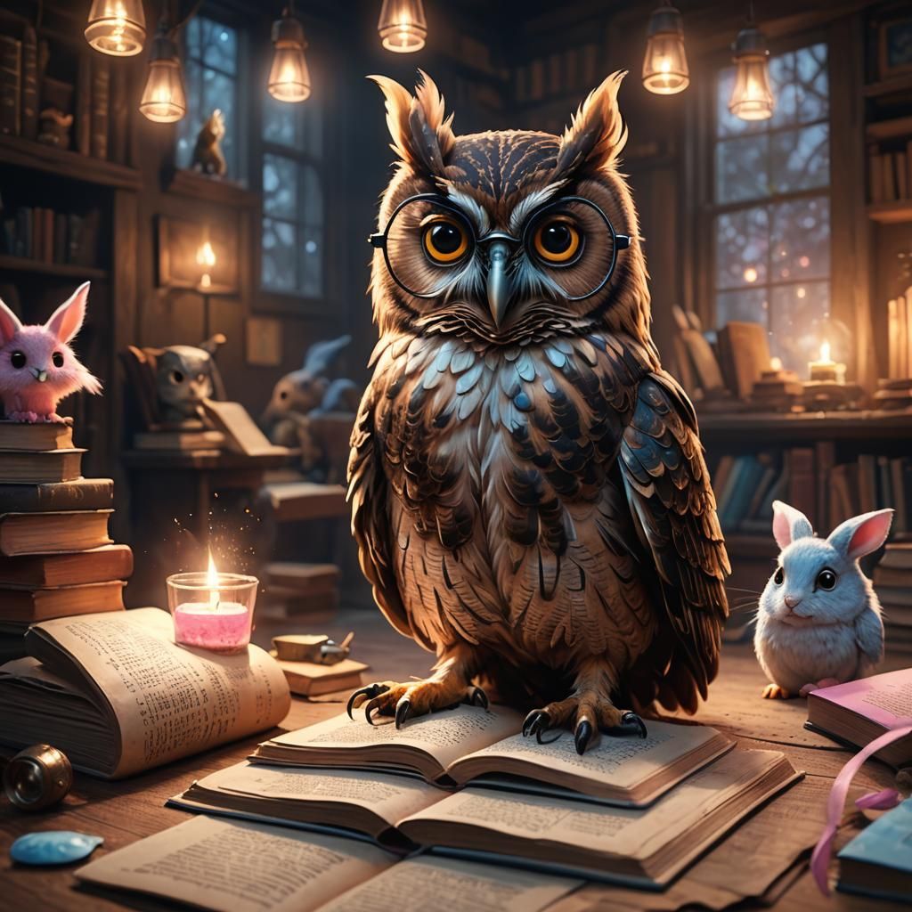 Brown Owl Reading Book to Friends, Concept Art