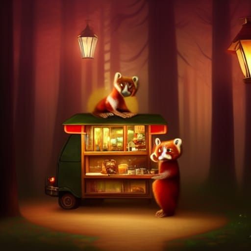Red Panda Chef at Forest Food Cart
