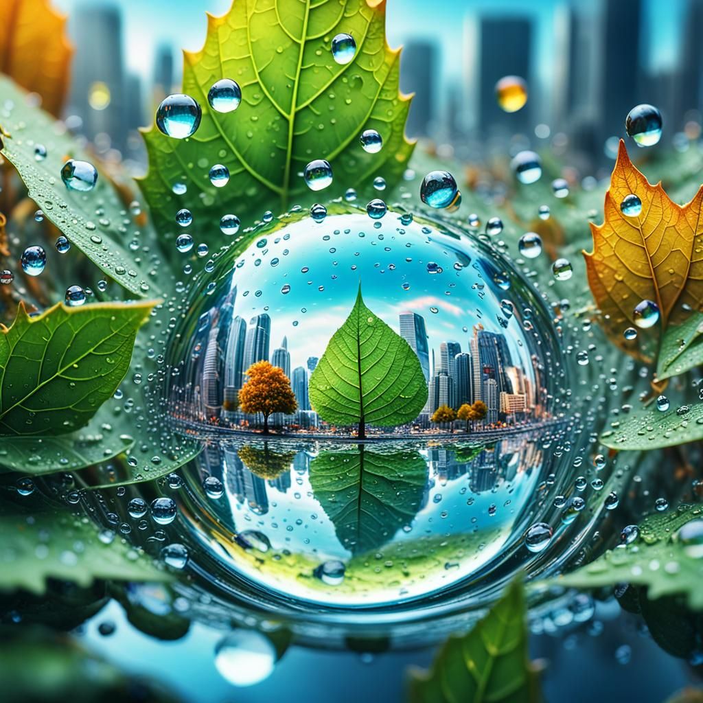 Magical High-Tech Kingdom in Water Droplet