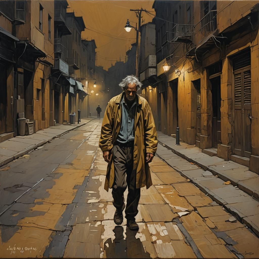Ragged Man Walks a Lonely Street: Gurney-Style Oil