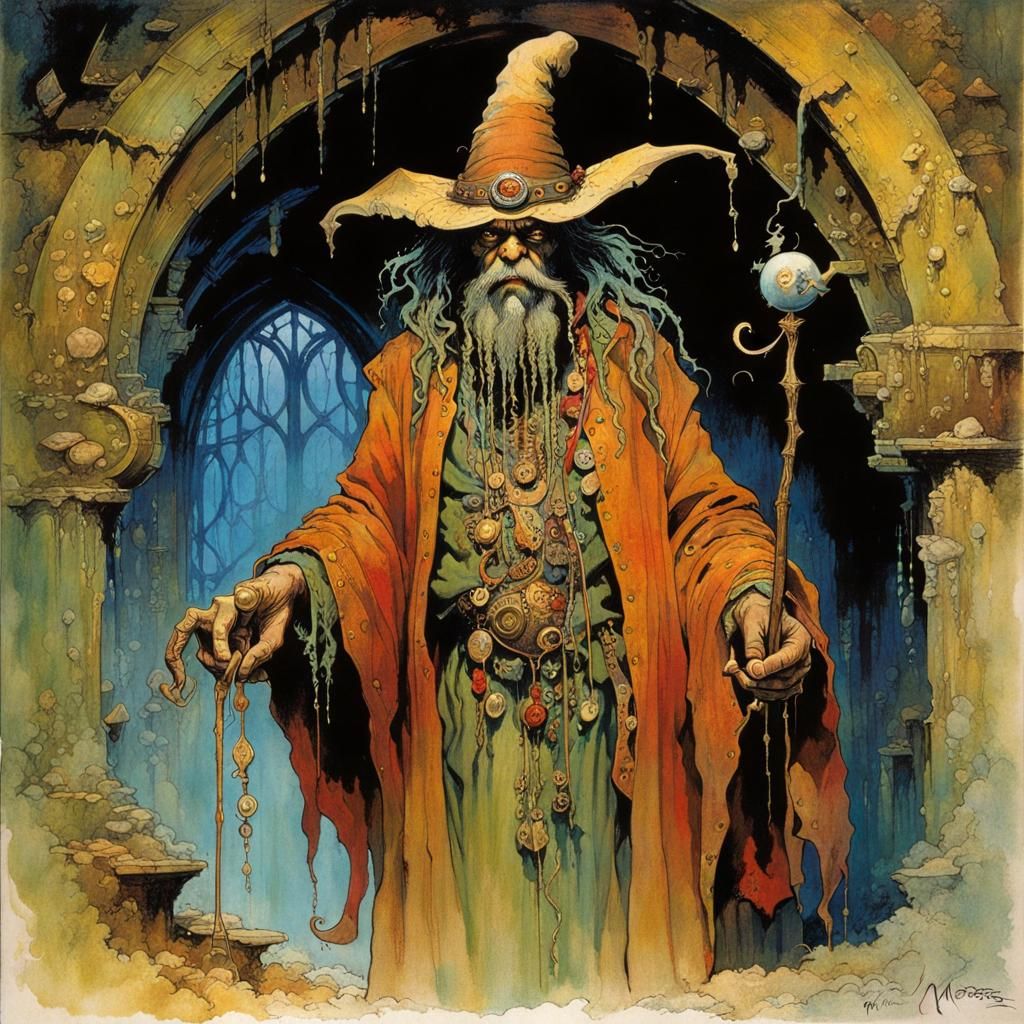 Voodoo Sorcerer Portrait in Art Nouveau Style