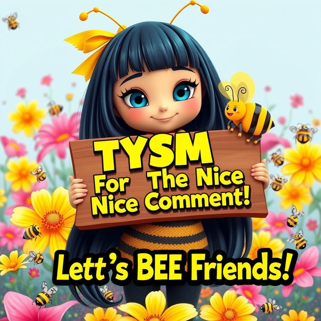 Origami-Inspired 3D Bumblebee Girl with Bright Smile and Col...