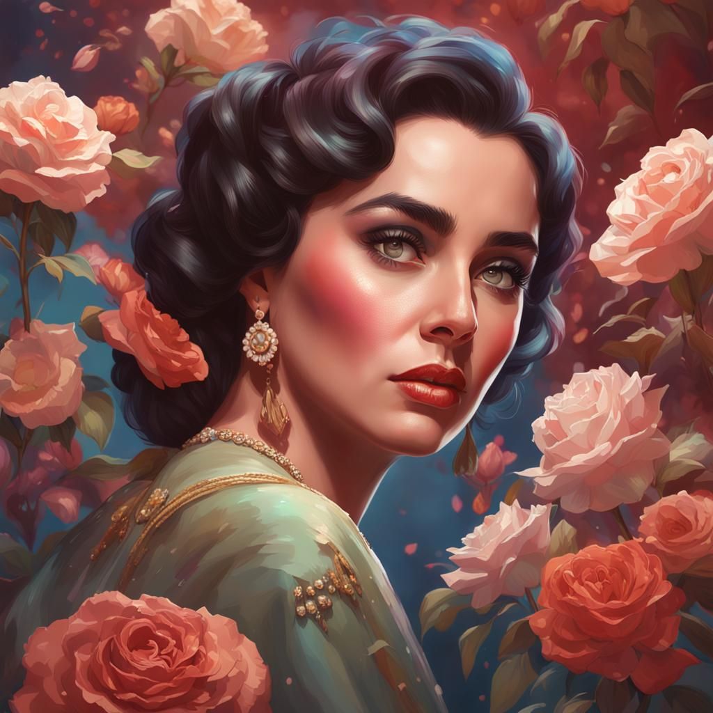 Liz Taylor Beauty Portrait in Artgerm Style