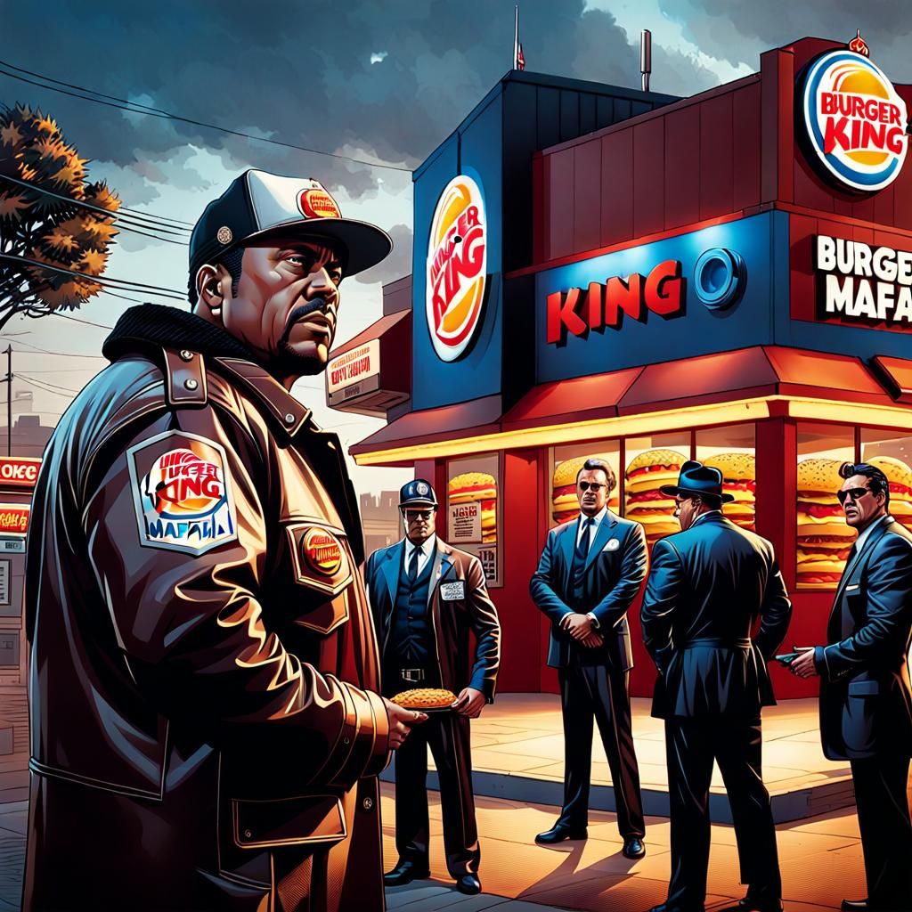 Hyperrealistic Burger King Mafia Thugs Comic Art