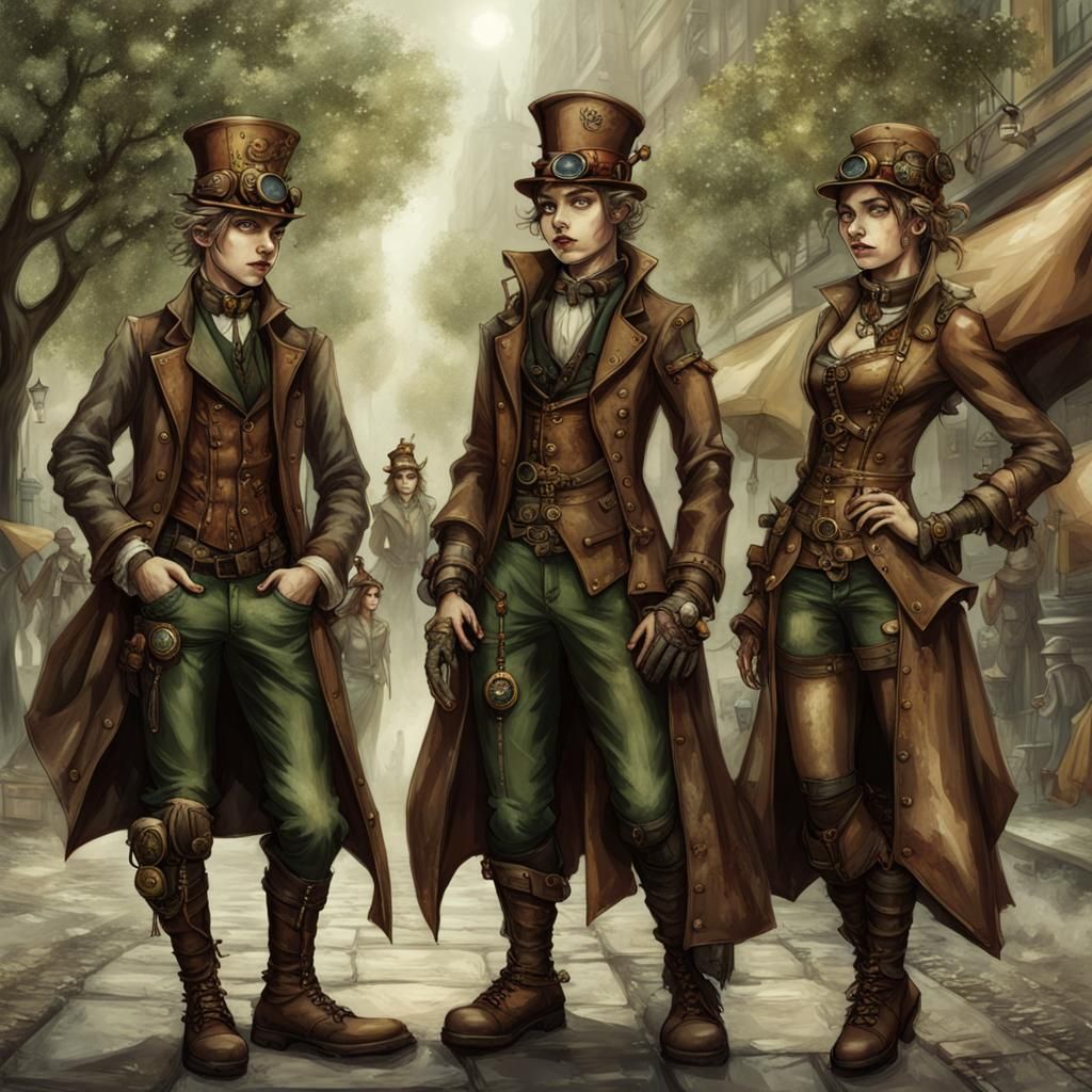 Steampunk Elves in Street Setting
