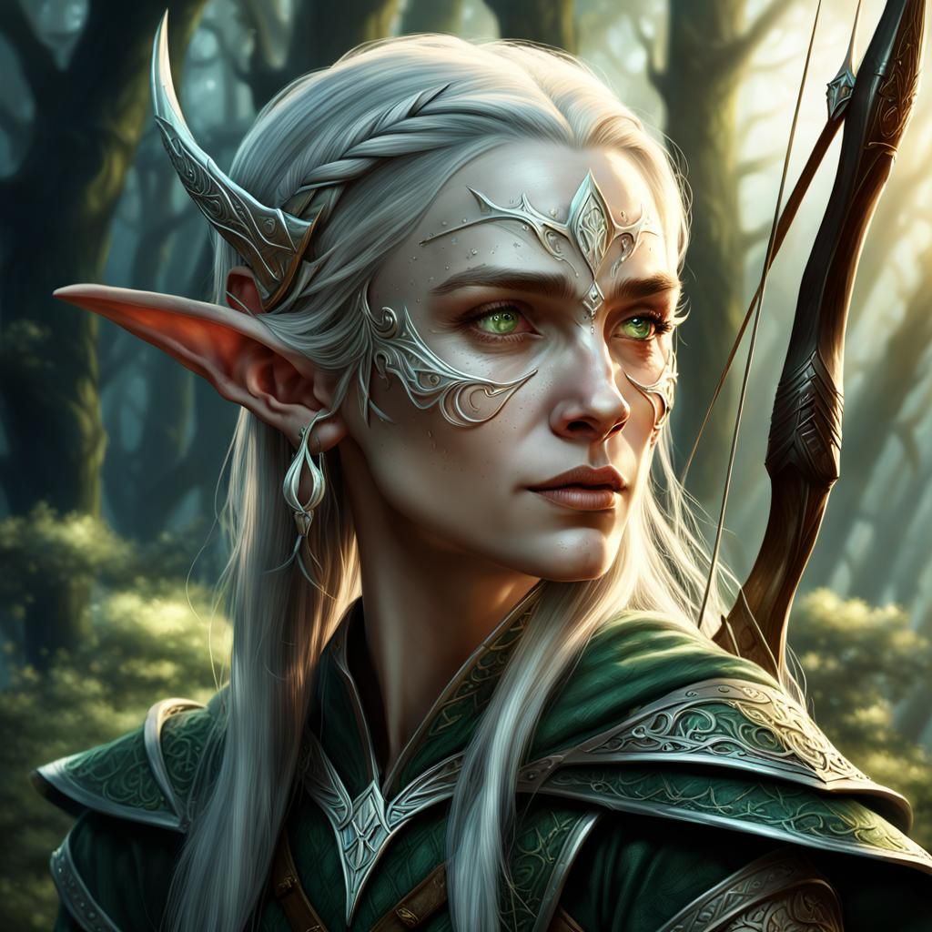 Detailed Elven Portrait in Dark Fantasy Style