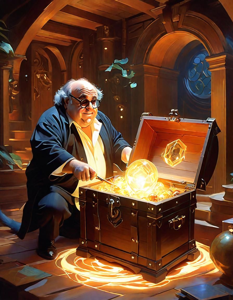 Danny Devito Cat Hybrid Opens Magic Treasure Chest