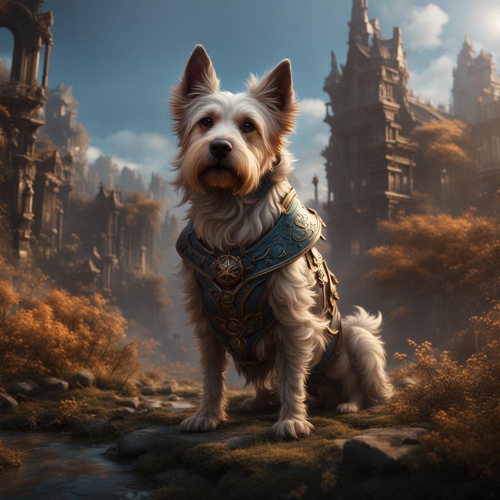 Fantastical Dog Matte Painting in 8K Resolution