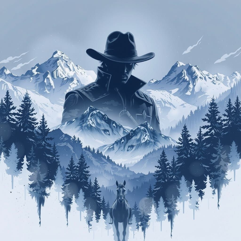 Arthur Morgan Double Exposure Winter Landscape