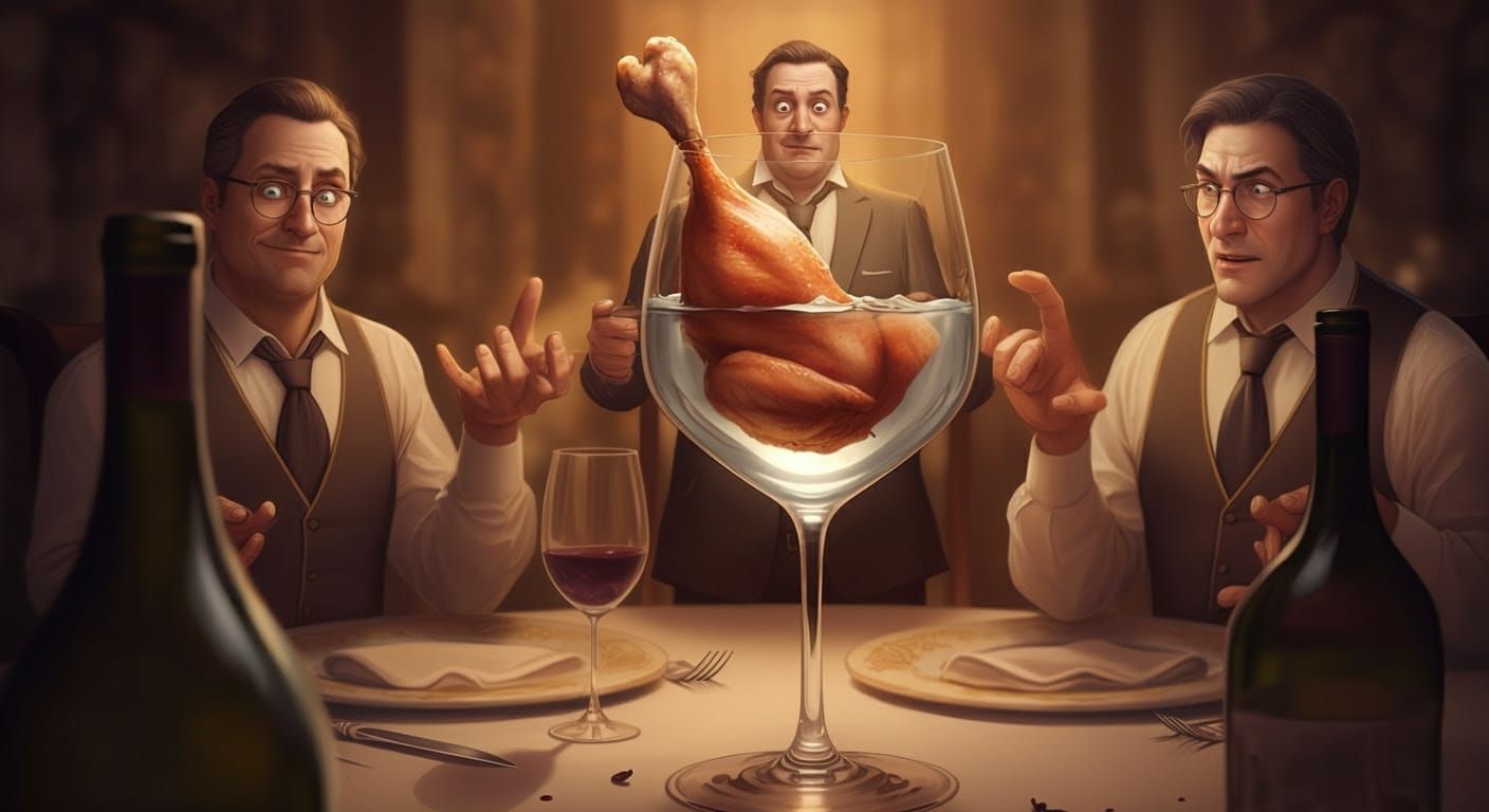 Luxurious Wine Tasting Scene in Realistic Comic Art