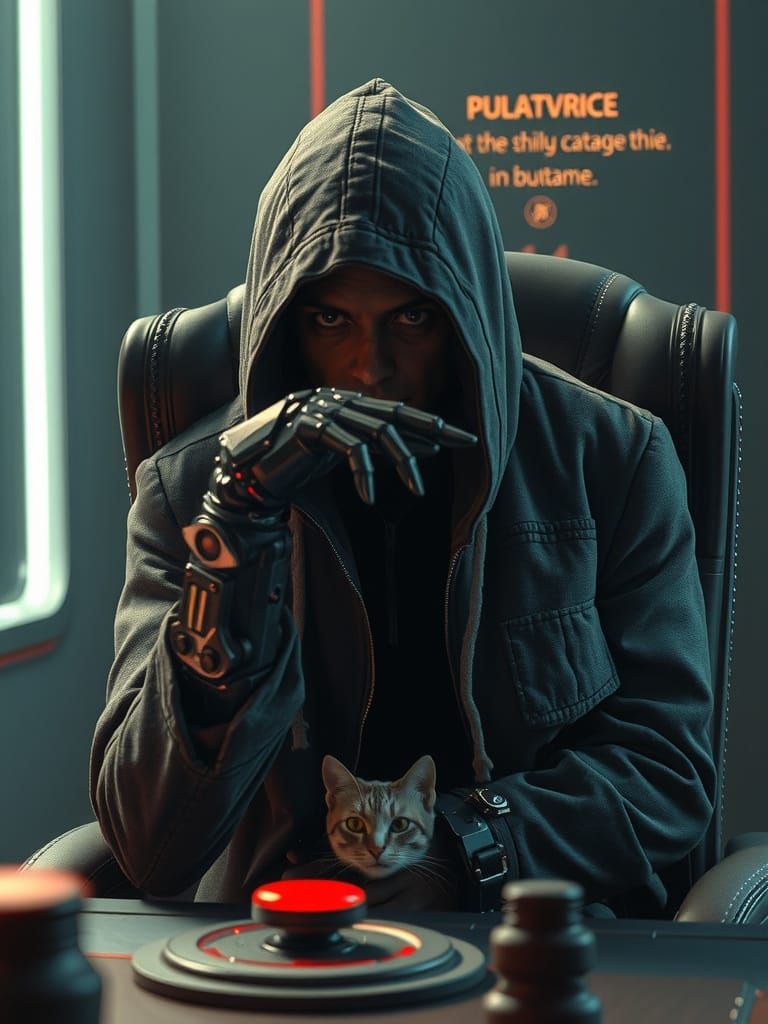 Mysterious Figure in Dystopian Sci-Fi Setting