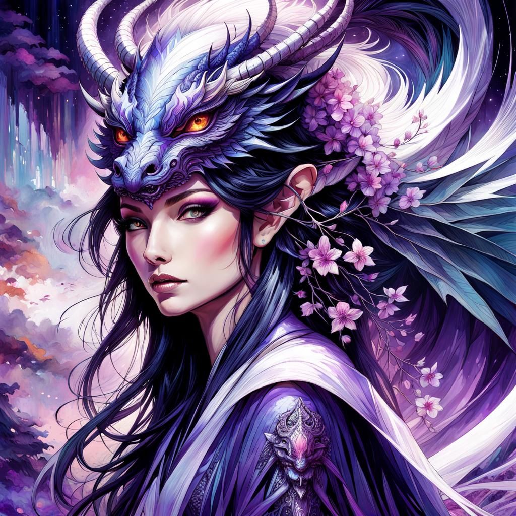Amethyst Dragon Enchantress in Oriental Style