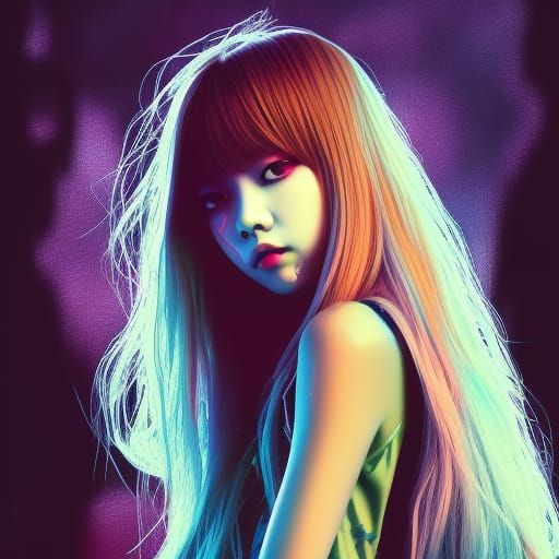 Creepy Glitchcore Girl in Katsuhisa Kigitsu Style