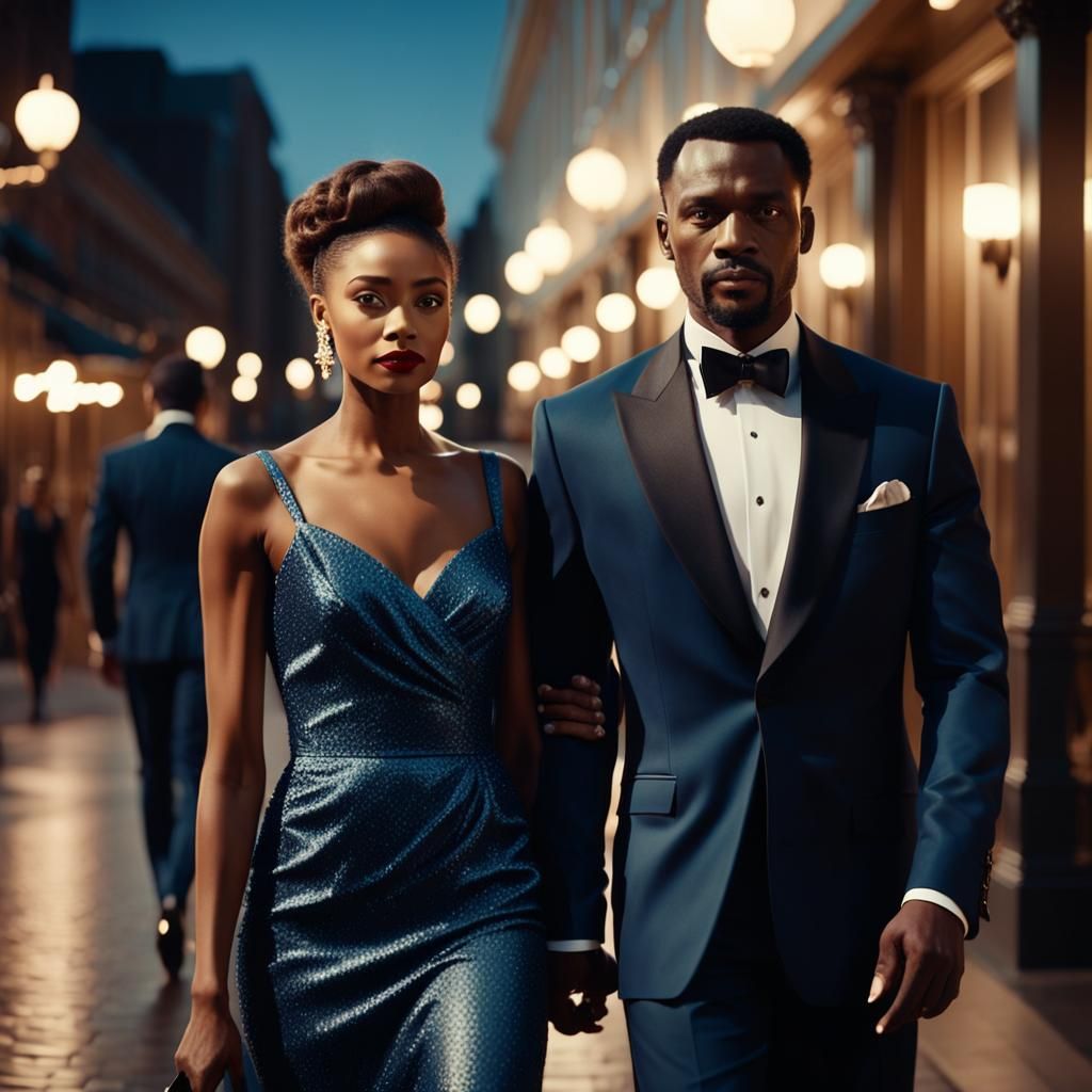 Elegant Couple in Moody Film Noir Style