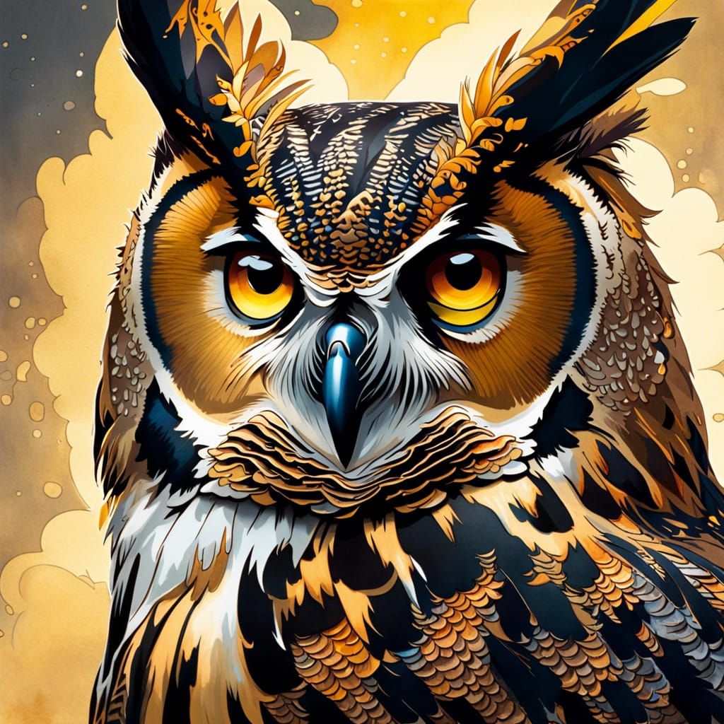 Portrait of Great horned owl