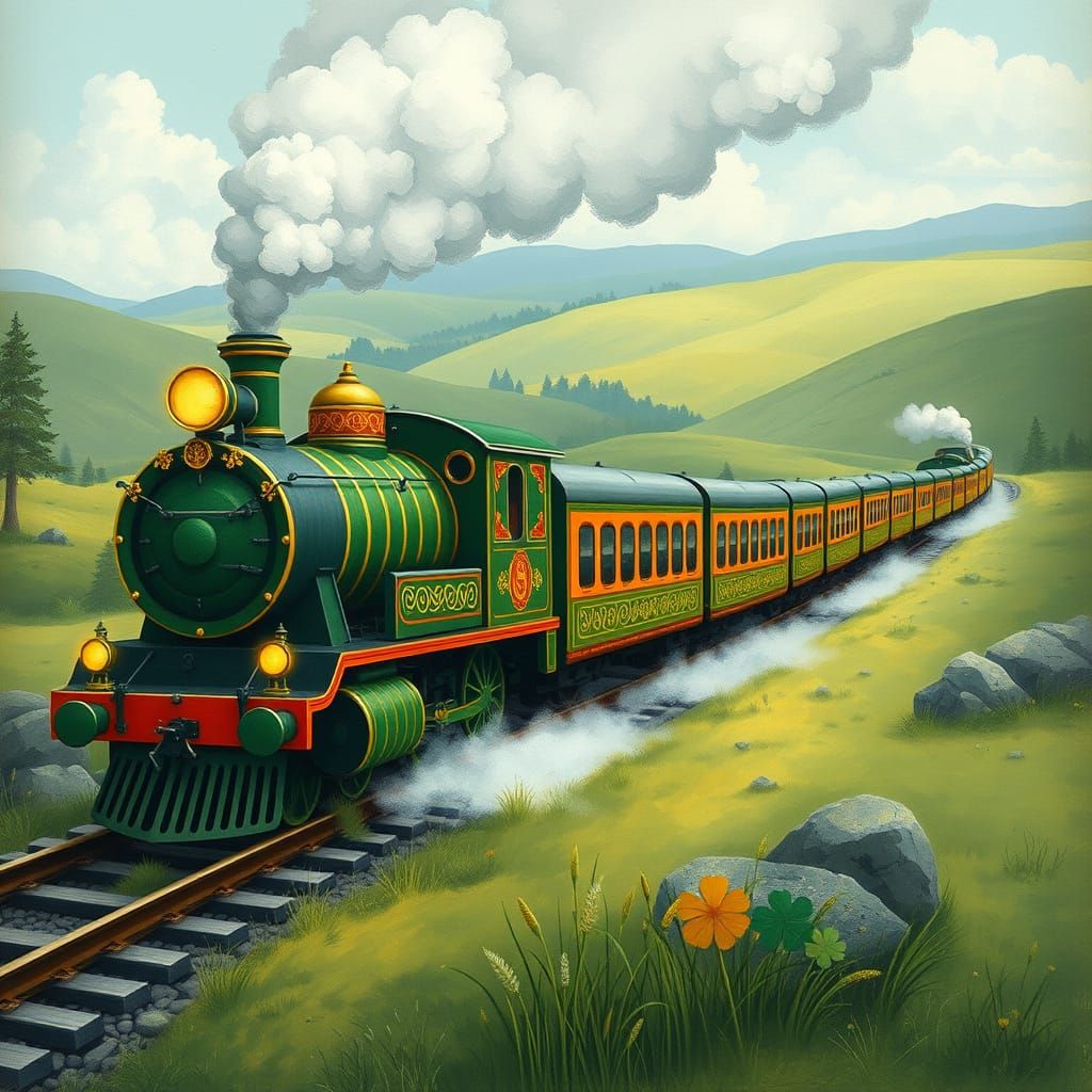 Emerald Express Chugs Through Irish Countryside